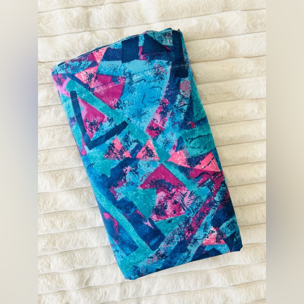 VINTAGE 90s Abstract Queen Size Flat Sheet